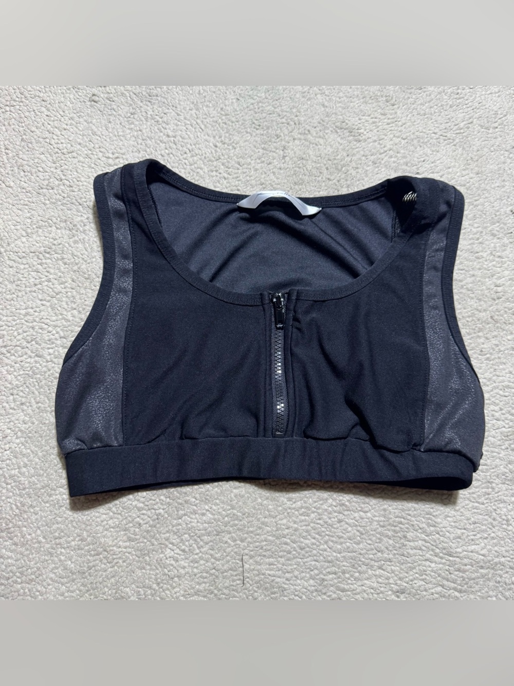 X by Gottex Sports Bra Womens Medium Front Zipper Side Mesh Panelling Athletic